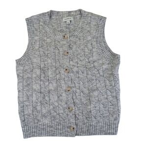 Evereve Gray Cable Knit Button-Front Sweater Vest
